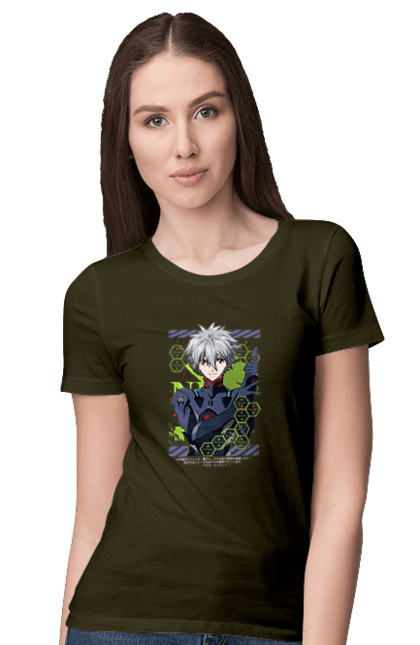 Футболка жіноча з принтом "Євангеліон Каору". Kaworu, kaworu nagisa, neon genesis evangelion, nerv, аніме, єва, євангеліон, каору, каору наґіса, манга. 2070702