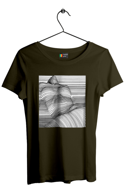 Футболка жіноча з принтом "Дівчина В Смужку". Гола, сиськи. 2070702