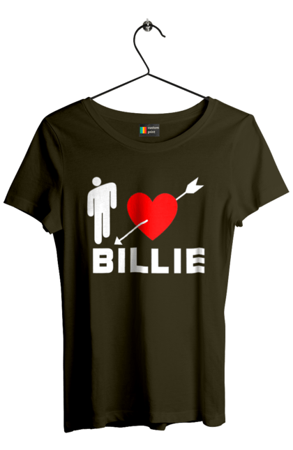 Футболка жіноча з принтом "Біллі Айліш". Біллі айліш, логотип біллі айліш, принт біллі айліш, співачка біллі айліш. 2070702