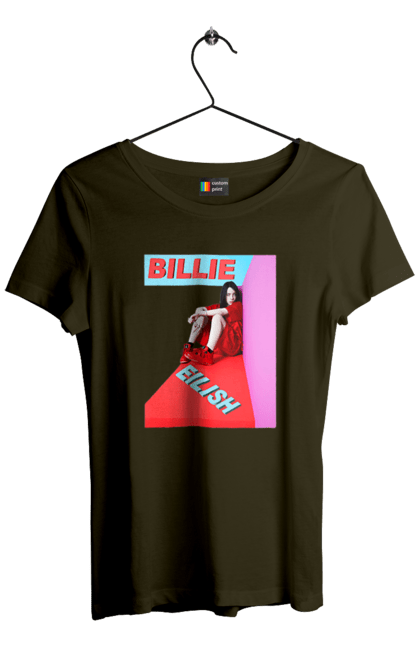 Футболка жіноча з принтом "Біллі Айліш". Біллі айліш, логотип біллі айліш, принт біллі айліш, співачка біллі айліш. 2070702