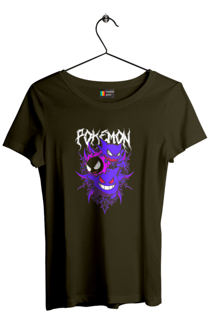 Women's t-shirt with prints Pokemon Gengar. Anime, fushigibana, games, gengar, nintendo, pokemon, pokemon go. 2070702