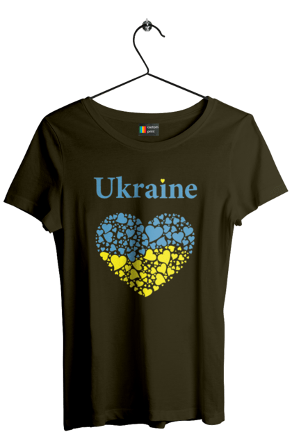 Футболка жіноча з принтом "Ukraine Heart". Прапор, серце, україна. 2070702