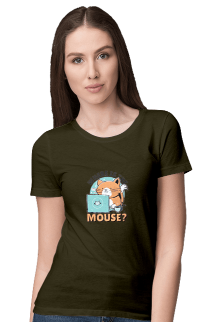 Футболка жіноча з принтом "Де миша?". Angular, c, css, html, it, javascript, jquery, php, python, react, svelt, vue, айтишник, айті, гумор, код, кодувати, прогер, програміст, програмісти, ти ж, ти ж програміст, тиж програміст. 2070702
