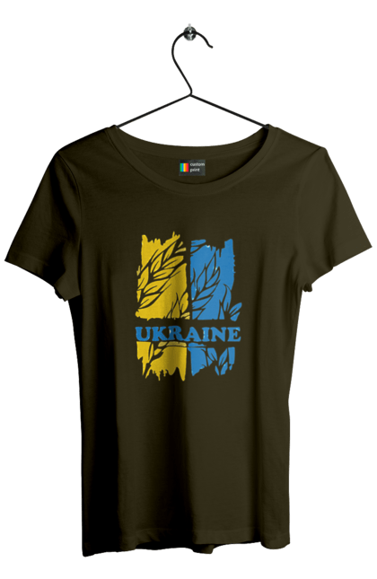 Футболка жіноча з принтом "Україна колоски пшениці". Колоски пшениці, символ україни, україна, україна колоски пшениці, українська символіка. 2070702