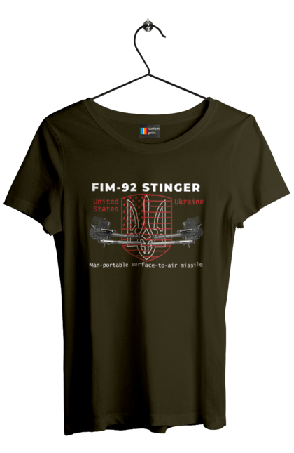 Футболка жіноча з принтом "Stinger". F16, nasams, stinger, zuzana, гаубиця, два герби, залужний, сюзанна. 2070702