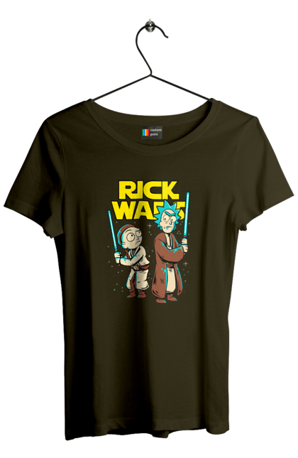 Women's t-shirt with prints Rick and Morty. Adventures, black humor, cartoon, rick, rick and morty, sci-fi, star wars, tragicomedy. 2070702