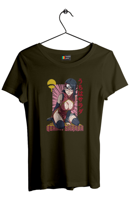 Women's t-shirt with prints Boruto Sarada Uchiha. Anime, boruto, manga, sarada uchiha, tv series, uchiha. 2070702