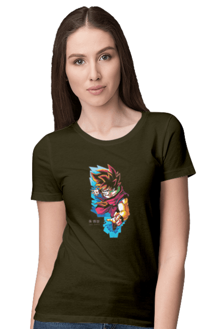 Women's t-shirt with prints Dragon Ball Son Goku. Anime, dragon ball, goku, manga, son goku, tv series. 2070702