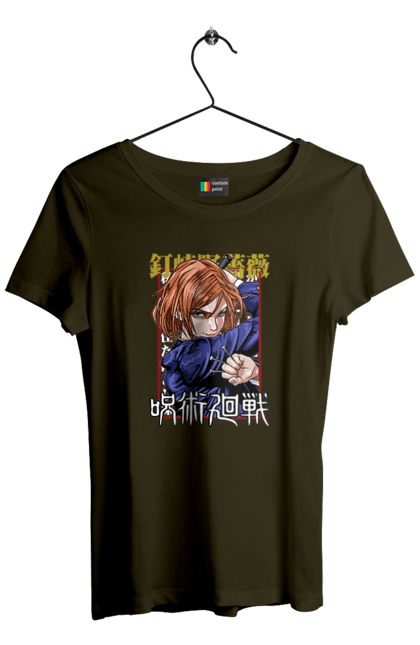 Women's t-shirt with prints Jujutsu Kaisen Nobara. Anime, dark fantasy, jujutsu kaisen, magic battle, manga, mystic, nobara, nobara kugisaki. 2070702