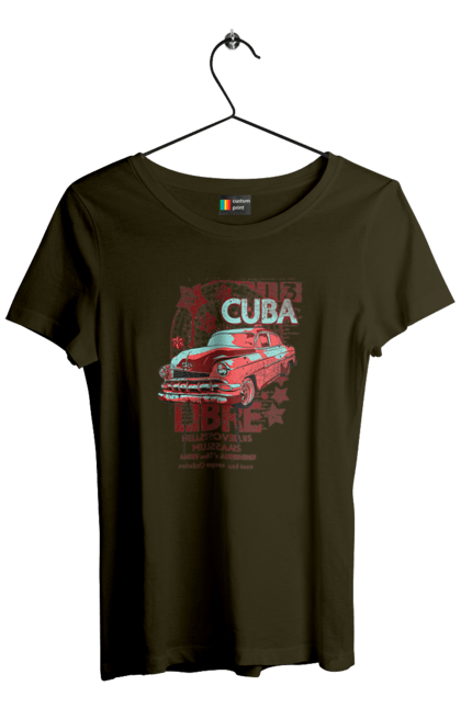 Women`s t-shirt with prints Cuba, Machine. Cuba, retro. 2070702