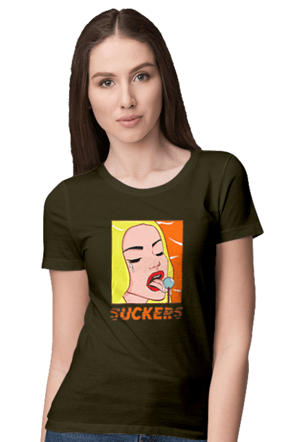 Women`s t-shirt with prints Suckers. Chupa chups, cool, funny, humor, meme, sackers. 2070702