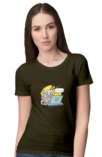 Футболка жіноча з принтом "Я не робот Хакер зрозуміє 404 до дня програміста". 404, aws, backend, c++, cloud, css, frontend, golang, java, js, linux, python, script, web, ай ті, айті, айтішник, верстка, дата, код, компьютер, лаптоп, облако, ошибка, програміст, программа, программист, програмування, робот, хакер, язык. 2070702