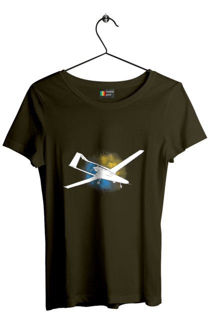 Футболка жіноча з принтом "Товариш байрактар". Акварель, байрактар, небо, славаукраїні, україна. 2070702