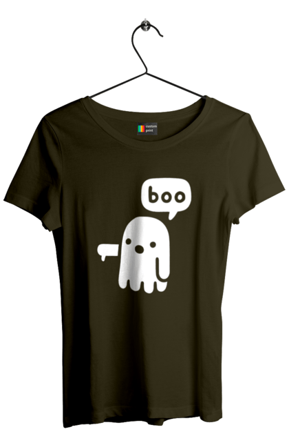 Футболка женская с принтом BOO (язык программирования). Айти, программа, программист, техническое задание, транслятор boo, трехмерные приложения, ты ж программист, фрилансер, язык программирования. 2070702