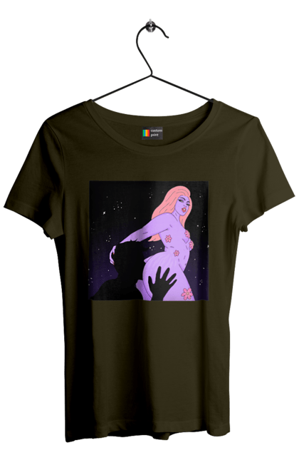 Футболка жіноча з принтом "Фіолетова Дівчина". Дівчина, тіло. 2070702