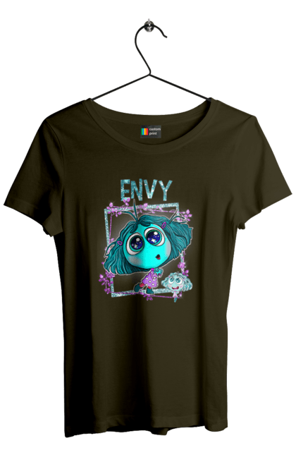 Women's t-shirt with prints Inside Out Envy. Cartoon, emotions, envy, inside out, pixar. 2070702