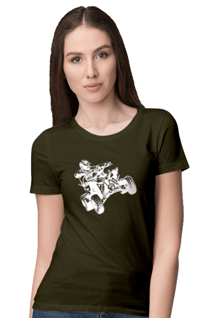 Women`s t-shirt with prints Man On Atv White. Atv, extreme, race. 2070702