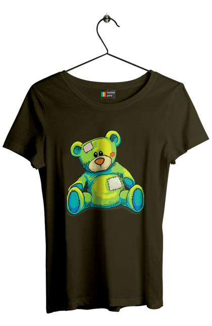 Women's t-shirt with prints Teddy bear. Animal, bear, gift, kisses, old, patches, teddy, teddy bear, toy, vintage. 2070702