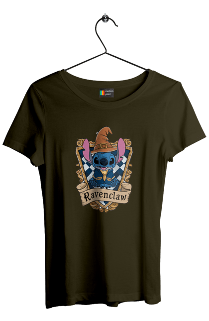 Women's t-shirt with prints Stich Ravenclaw. Faculty, franchise, harry potter, hogwarts, ravenclaw, stich. 2070702