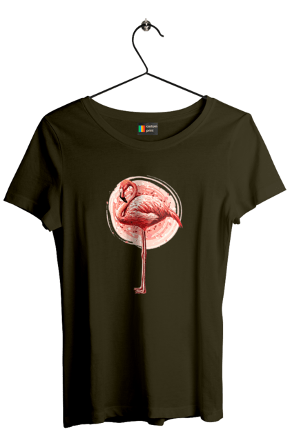 Women`s t-shirt with prints Flamingo Art. Animal, flamingo, pink flamingo. 2070702