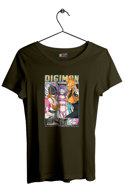 Футболка женская с принтом Digimon. Bandai, digimon, digital monsters, виртуальные питомцы, медиафраншиза. 2070702