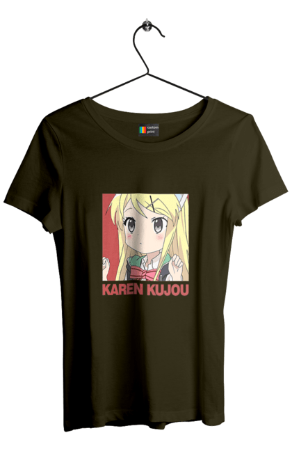 Women's t-shirt with prints Kiniro Mosaic Karen Kujo. Anime, gold mosaic, karen, karen kujo, kiniro mosaic, kinmoza, manga. 2070702