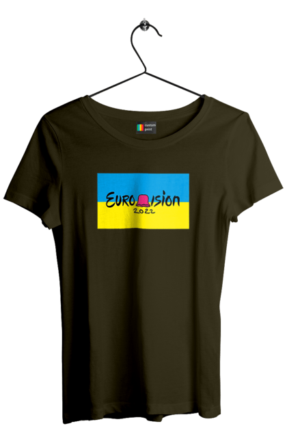 Women`s t-shirt with prints Eurovision by KALUSH Orchestra. Azov, eurovision, freedom, kalush orchestra, mariupol, our defenders, save azovstal, stefania, to release, victory. 2070702