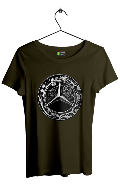 Футболка жіноча з принтом "Mercedes Benz Лого Арт". Авто, автомобіль, логотип мерседес, машини, мерс, мерседес. 2070702