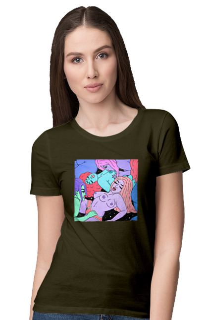Women`s t-shirt with prints Alien Girls. Aliens, girls, multicolored, space. 2070702