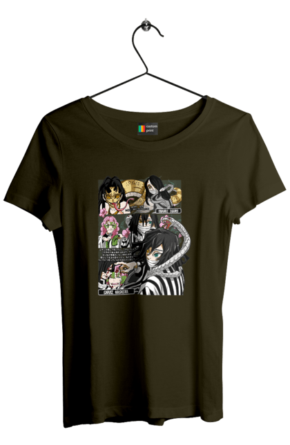 Футболка женская с принтом Клинок Рассекающий Демонов Обанай. Demon slayer, kimetsu no yaiba, manga, obanai iguro, аниме, игуро, истребитель демонов, обанай, обанай игуро, обанай ігуро. 2070702