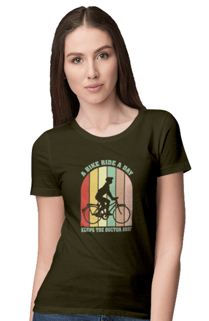 Women`s t-shirt with prints Bike ride. Bike, bike ride, bike ride, burn, healthy lifestyle. 2070702