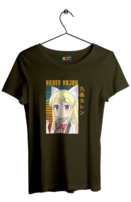 Women's t-shirt with prints Kiniro Mosaic Karen Kujo. Anime, gold mosaic, karen, karen kujo, kiniro mosaic, kinmoza, manga. 2070702