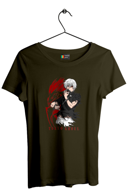 Футболка жіноча з принтом "Токійський гуль". Kaneki ken, tokyo ghoul, аніме, драма, жахи, канеки кен, канекі кен, манга, токійський гуль, фантастика. 2070702