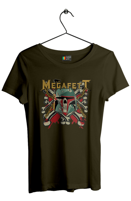 Women's t-shirt with prints Megafett. Bob fett, boba fett, clone, head hunter, megadeth, megafett, star wars. 2070702