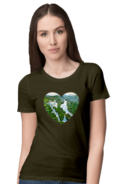Women`s t-shirt with prints Святогорская лавра. Church, donetsk region, forest, landscape, monastery, river, svyatogorsk, ukraine. 2070702