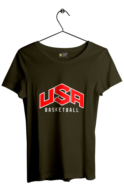 Футболка жіноча з принтом "Баскетбол США". Basketball, usa, usa basketball, баскетбол, команда, спорт, спортивна команда, сша. 2070702