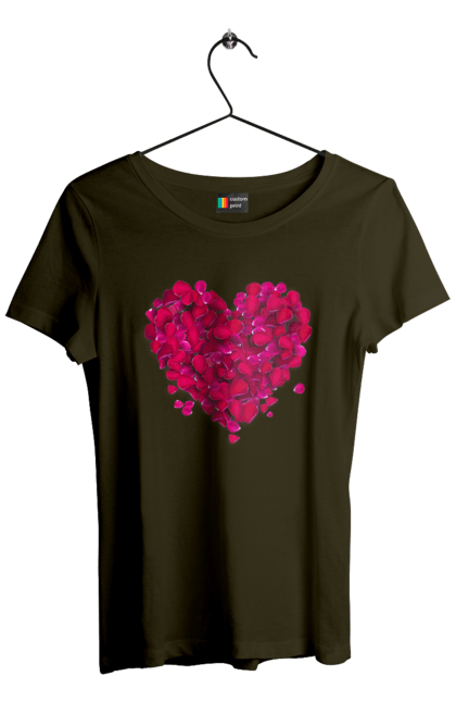 Women`s t-shirt with prints Heart From Rose Petals. Petals, rose flower. 2070702