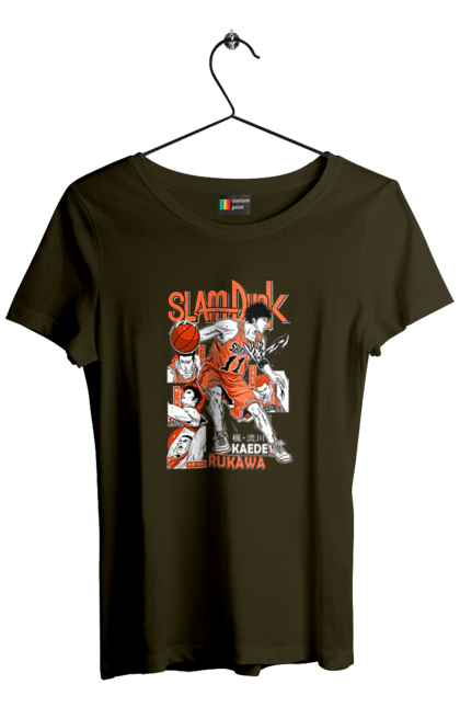 Women's t-shirt with prints Slam Dunk Kaede Rukawa. Anime, basketball, comedy, kaede rukawa, manga, school, shonen, slam dunk, sports anime. 2070702