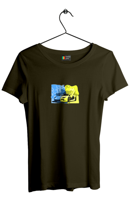 Футболка жіноча з принтом "Український ламборгіні". Жовто блакитний, ламборгіні, машина, прапор, спорткар, україна. 2070702