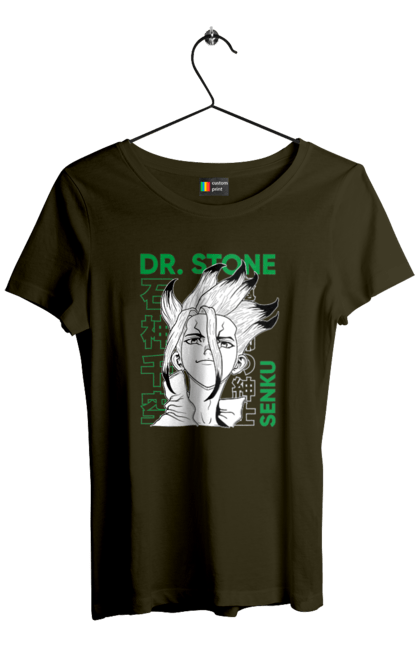 Футболка жіноча з принтом "Dr. Stone Сенку". Dr. stone, ishigami, senku, senku ishigami, аніме, доктор стоун, ісіґамі, ісіґамі сенку, манга, сенку. 2070702