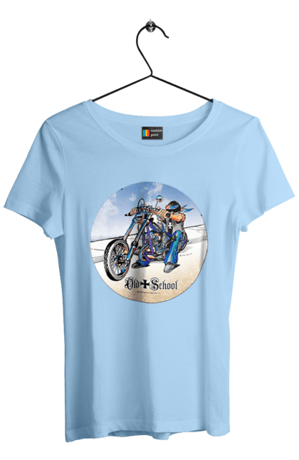 Футболка жіноча з принтом "Old school". Авто мото, виконавці, мотоцикл, музична група, рок група, старе загартування. 2070702