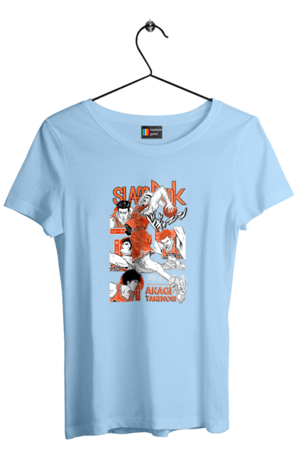 Women's t-shirt with prints Slam Dunk Takenori Akagi. Anime, basketball, comedy, manga, school, shonen, slam dunk, sports anime, takenori akagi. 2070702