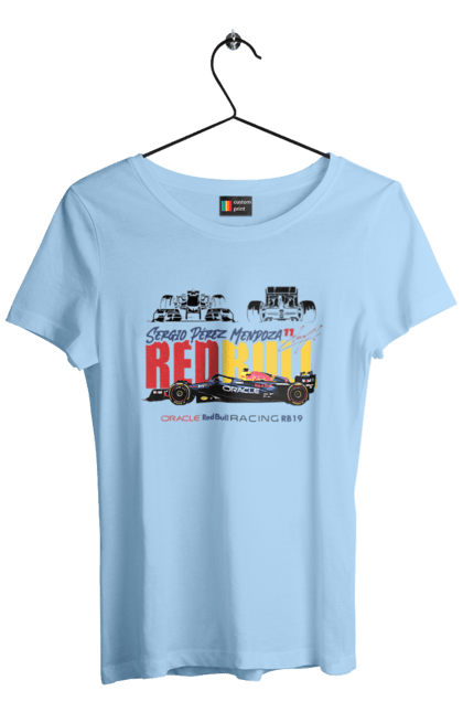 Футболка жіноча з принтом "Red Bull Racing RB19". Red bull, авто, автомобіль, болід, гонка, ред булл, редбул, спорт, формула 1. 2070702