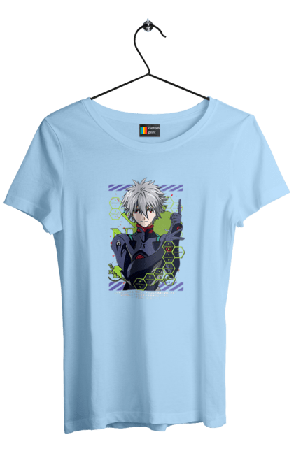 Футболка жіноча з принтом "Євангеліон Каору". Kaworu, kaworu nagisa, neon genesis evangelion, nerv, аніме, єва, євангеліон, каору, каору наґіса, манга. 2070702