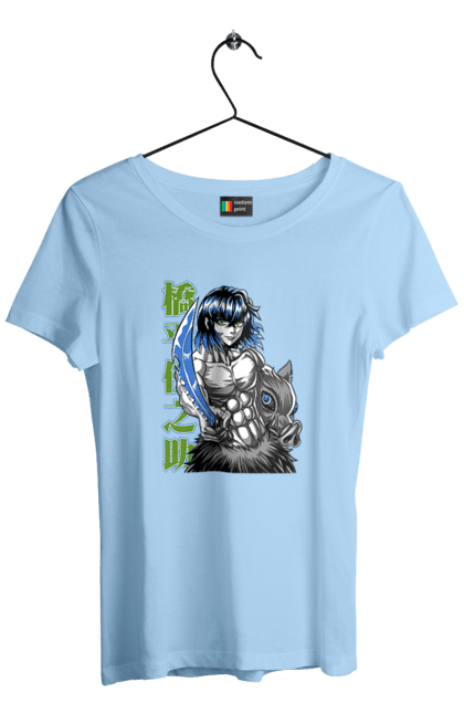 Women's t-shirt with prints Demon Slayer Inosuke. Anime, demon slayer, inosuke, inosuke hashibira, kimetsu no yaiba, manga. 2070702