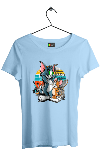 Women's t-shirt with prints Tom and Jerry. Animated series, cat, jerry, little mouse, tom and jerry. 2070702