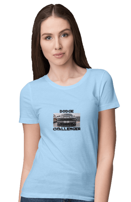 Women`s t-shirt with prints Dodge challenger. An american legend, car, cult car, dodge challenger, oil car, powerful car. 2070702