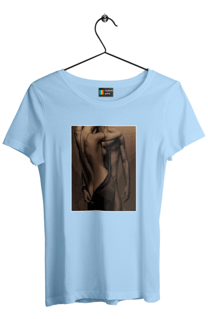 Футболка жіноча з принтом "Інтрига". Взаємність, захоплення, інтрига, любов, неможливо встояти, секс, чоловік і жінка. 2070702