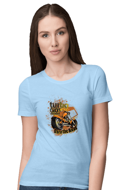 Women`s t-shirt with prints Turbo Moped. Moped, riding, speed. 2070702