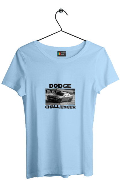 Women`s t-shirt with prints Dodge challenger. An american legend, auto, car, classic car, cult car, dodge challenger, powerful car, zhmasl kar. 2070702